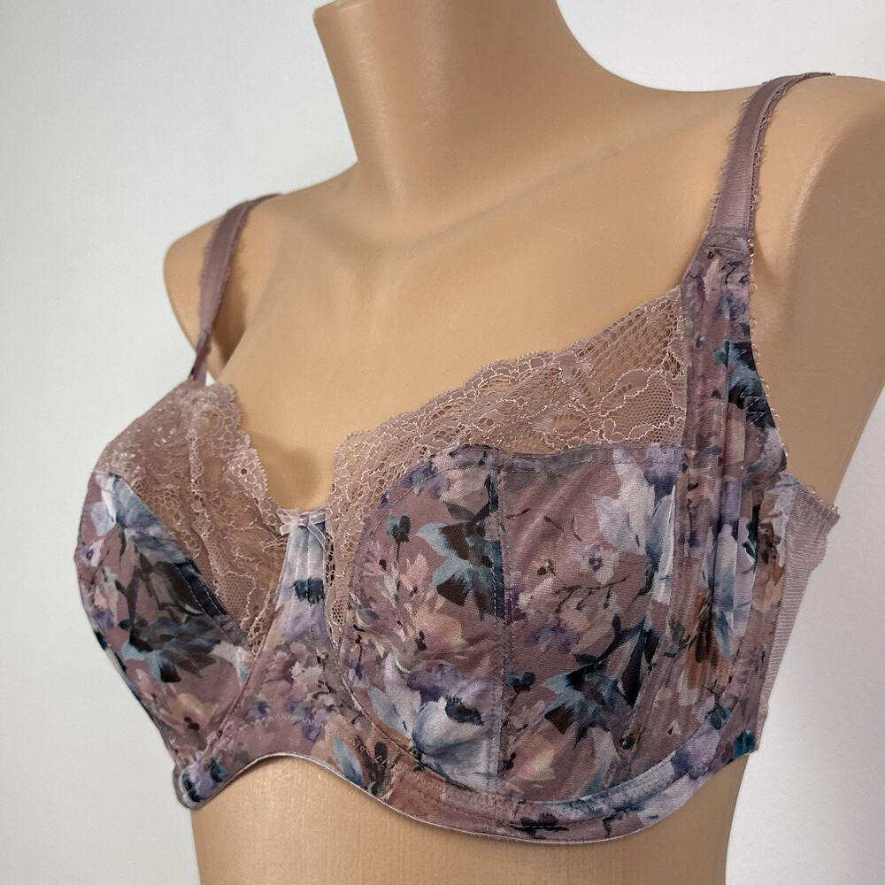 Panache Jasmine Balconnet 6951 Floral Lace Bra - Mauve and Blue - Picture 2 of 8